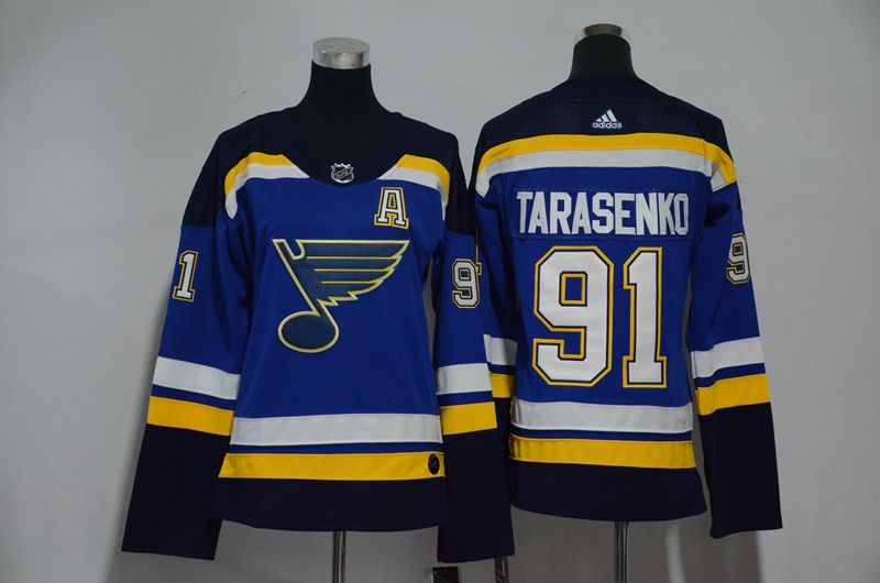 Women St. Louis Blues #91 Tarasenko Blue Hockey Stitched Adidas NHL Jerseys1